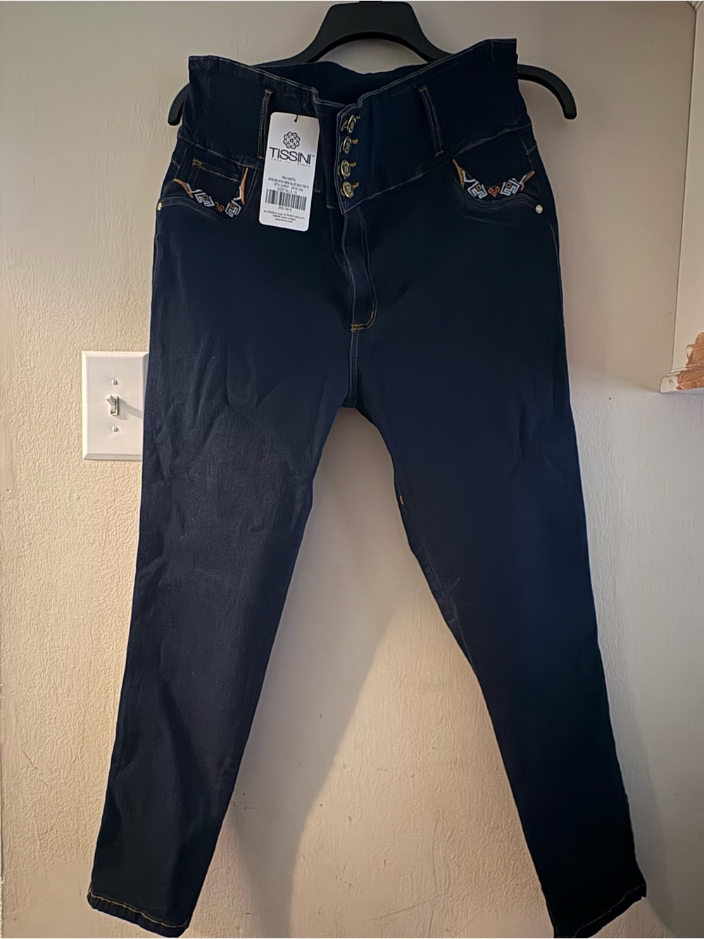 TISSINI Colombia Women's High-Rise Skinny Jeans in Navy Blue